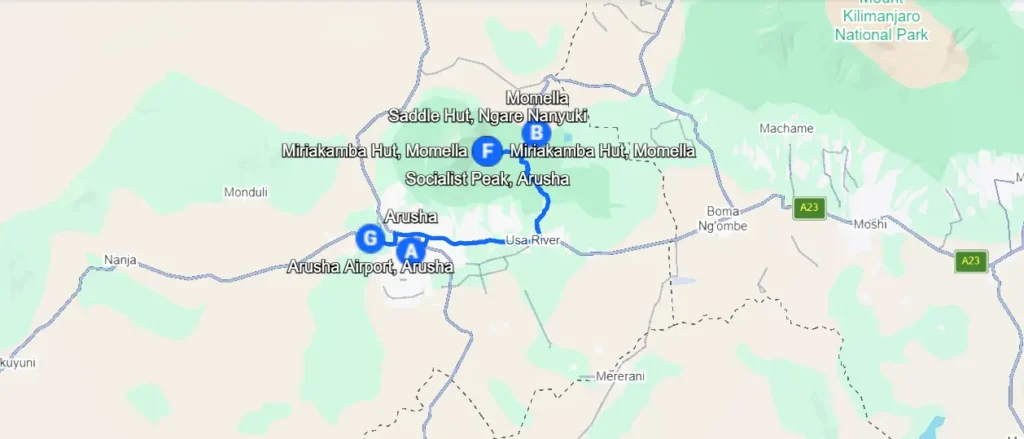 Itinéraire de Trek de 4Jours au Mont Meru