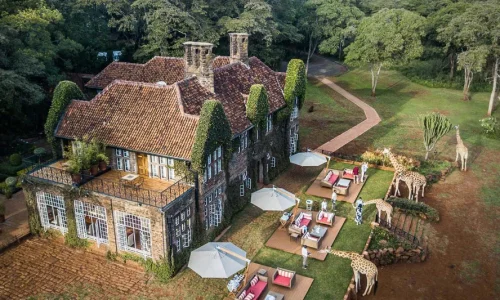 Aerial Giraffe Manor Nairobi Kenya