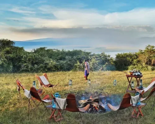 Cheminée extérieure du camping Simba