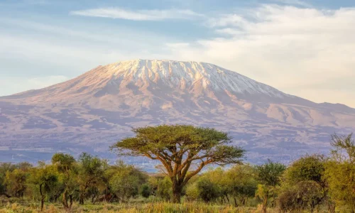 vue classique du mont Kilimandjaro en Tanzanie depuis Amboseli au Kenya